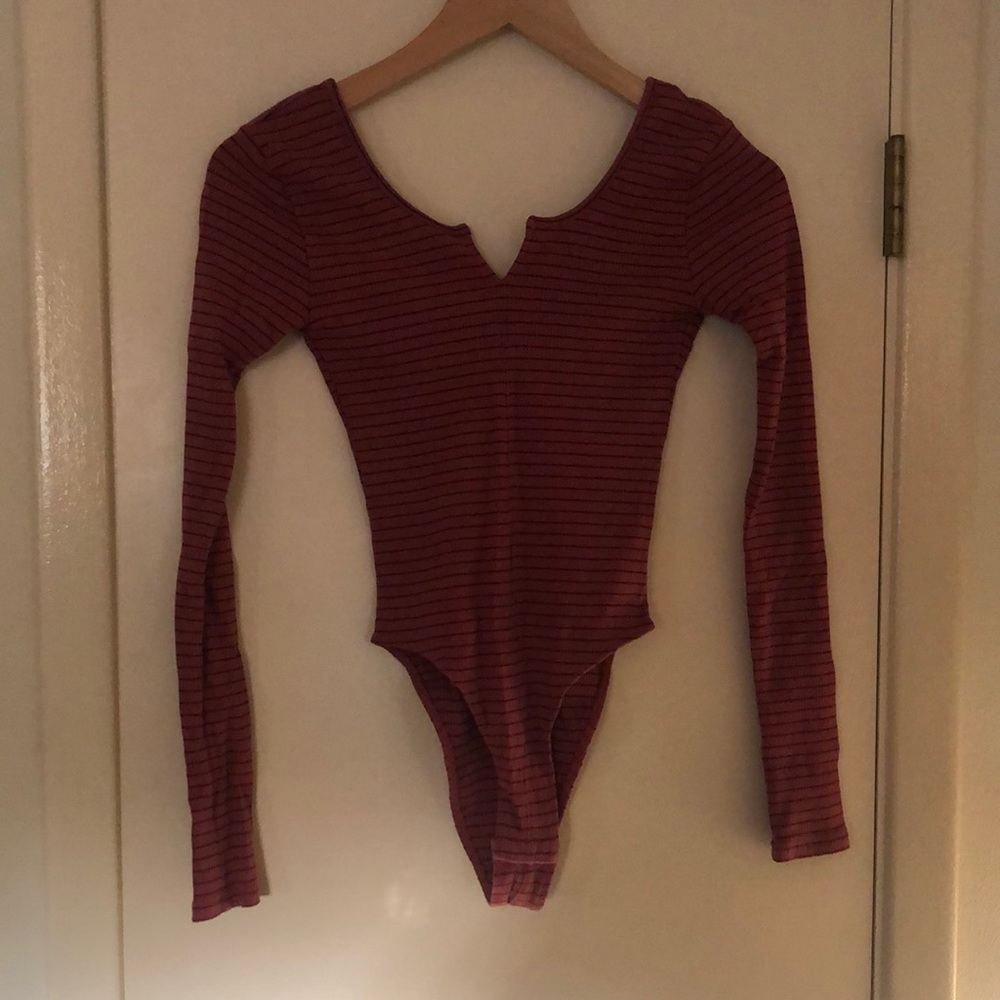 Out From Under long sleeve red and black bodysuit